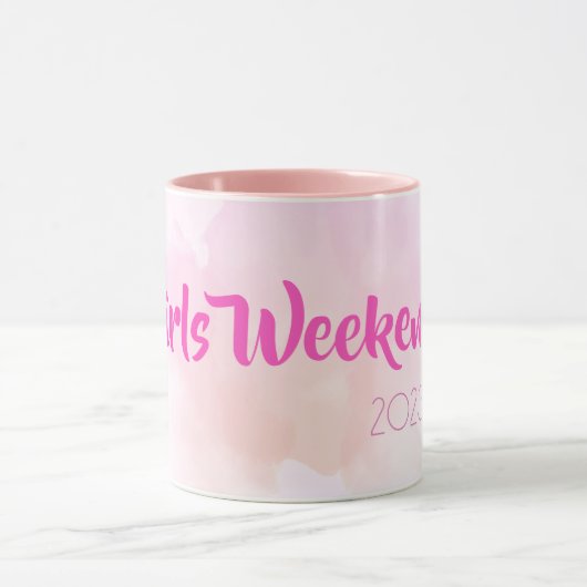 Meisjes Weekend Roze Waterverf Fun Custom Gift Mok (Midden)