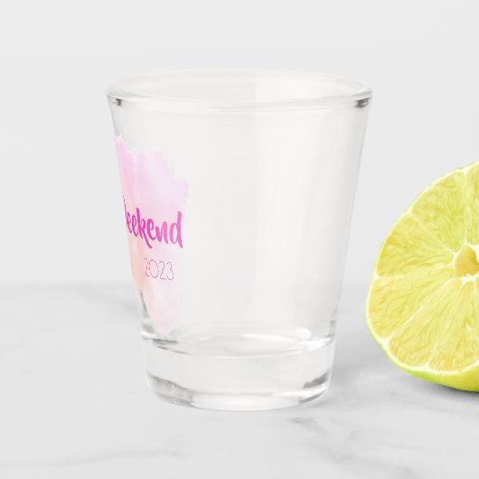 Meisjes Weekend Roze Waterverf Fun Custom Gift Shot Glas (Rechts)