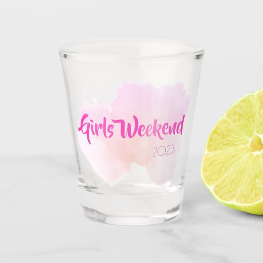 Meisjes Weekend Roze Waterverf Fun Custom Gift Shot Glas (Voorkant)
