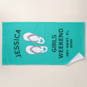 Meisjes weekend uitje reis op maat bestemming strandlaken (Voorkant)