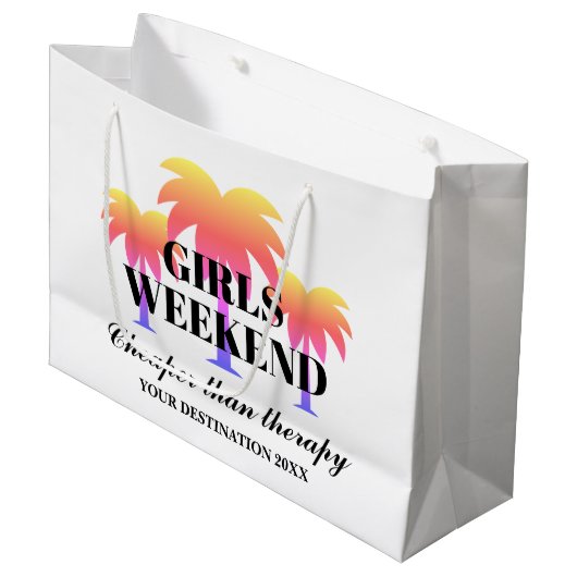 Meisjes weekend weg trip tropische palmboom op maa groot cadeauzakje (Voorkant Gekanteld)