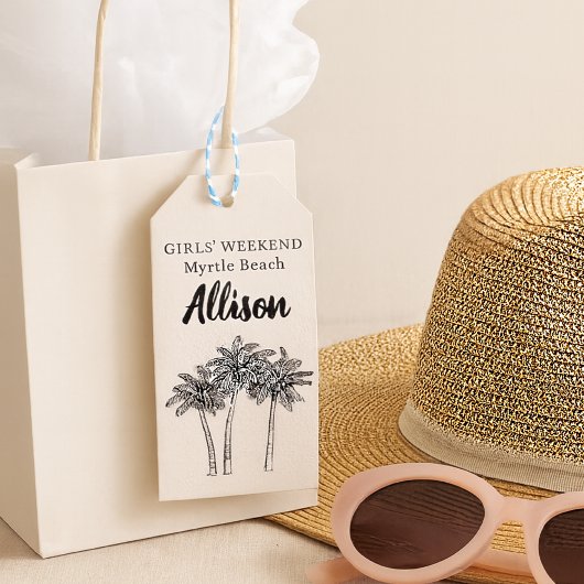 Meisjes Weekend Zwart & Ivoor Palm Tree Gift Label Cadeaulabel