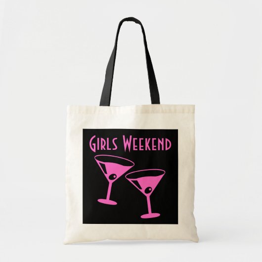 Meisjes weekendfeesttas met roze cocktailglazen tote bag (Voorkant)