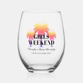 Meisjes weekenduitstap drankfeest aangepast wijnglas zonder voet (Achterkant)