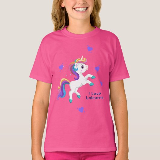 Meisjes Whimsical Blauwgroen Eenhoorn BIrthday Par T-shirt (Voorkant)