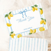 Meisjes Whimsical Blue Bow Lemon Amalfi Verjaardag Bedankkaart