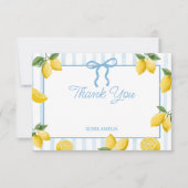 Meisjes Whimsical Blue Bow Lemon Amalfi Verjaardag Bedankkaart (Voorkant)