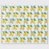 Meisjes Whimsical Blue Bow Lemon Amalfi Verjaardag Cadeaupapier (Vlak)