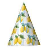 Meisjes Whimsical Blue Bow Lemon Amalfi Verjaardag Feesthoedjes (Voorkant)