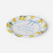 Meisjes Whimsical Blue Bow Lemon Amalfi Verjaardag Papieren Bordje (Gekanteld)