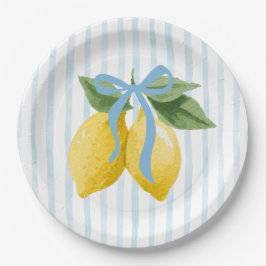 Meisjes Whimsical Blue Bow Lemon Amalfi Verjaardag Papieren Bordje