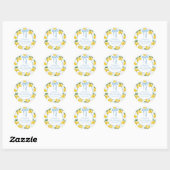 Meisjes Whimsical Blue Bow Lemon Amalfi Verjaardag Ronde Sticker (Vel)