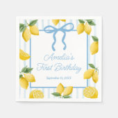 Meisjes Whimsical Blue Bow Lemon Amalfi Verjaardag Servet (Voorkant)
