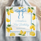 Meisjes Whimsical Blue Bow Lemon Amalfi Verjaardag Servet