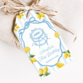 Meisjes Whimsical Blue Lemon Amalfi Verjaardagsgun Cadeaulabel