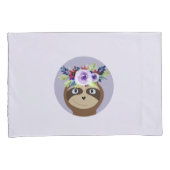 Meisjes Whimsical Flowers Sloth Cartoon & Name Kin Kussensloop (Voorkant-Rechts)