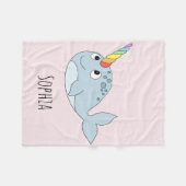 Meisjes Whimsical Rainbow Narwhal en Name Kinder Fleece Deken (Voorkant (Horizontaal))