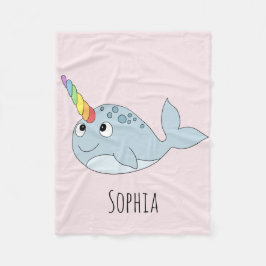 Meisjes Whimsical Rainbow Narwhal en Name Kinder Fleece Deken