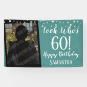 Meisjes, wie is 60 Confetti verjaardag? Spandoek (Horizontaal)