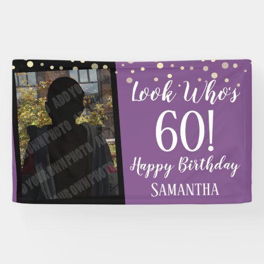 Meisjes, wie is 60 Confetti verjaardag? Spandoek (Horizontaal)