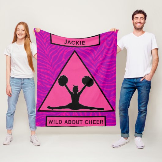 Meisjes "Wild About Cheer" Roze Paarse Zebra Fleece Deken (In situ)