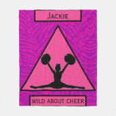 Meisjes "Wild About Cheer" Roze Paarse Zebra Fleece Deken (Voorkant)