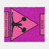 Meisjes "Wild About Cheer" Roze Paarse Zebra Fleece Deken (Voorkant (Horizontaal))