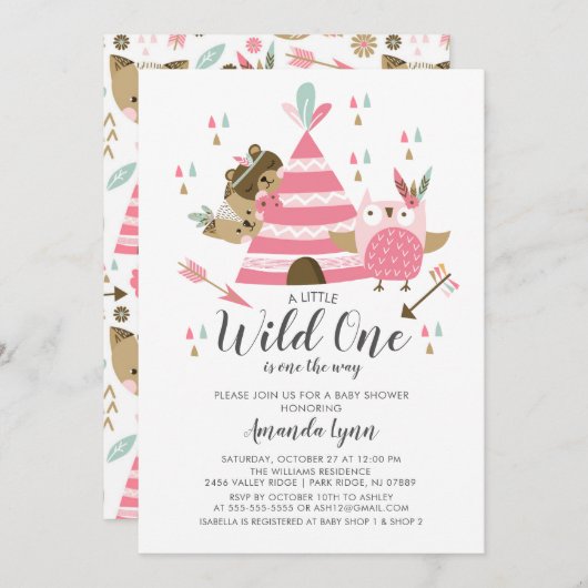 Meisjes Wild Een Baby shower Uitnodiging (Voorkant / Achterkant)