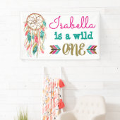 Meisjes Wild Een Verjaardag Banner Tribal 1e Verja (Insitu)