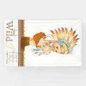 Meisjes Wild en Gratis Tribal Boho Baby shower Spandoek (Horizontaal)