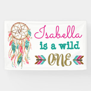 Meisjes Wild One Verjaardagsbanner Stam 1e Verjaar Spandoek