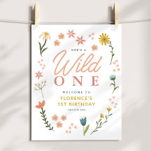Meisjes Wild One Wildflower Verjaardag Welkom Bord