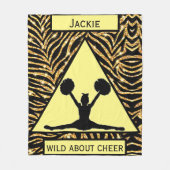 Meisjes "Wild Over Cheer" Gold Black Yellow Zebra Fleece Deken (Voorkant)