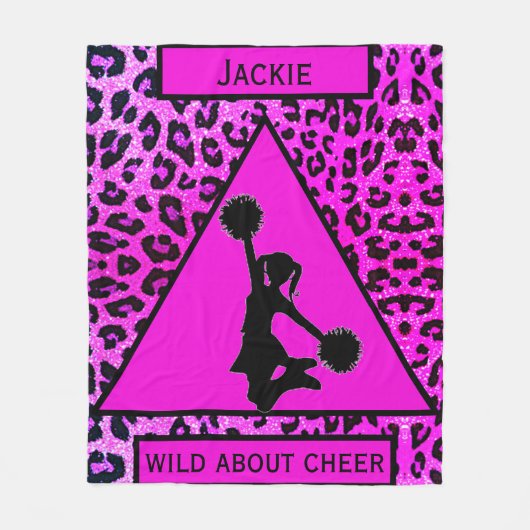 Meisjes "Wild Over Cheer" Roze luipaard Fleece Deken (Voorkant)