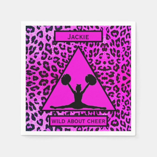 Meisjes "Wild Over Cheer" Roze luipaard Servet (Voorkant)