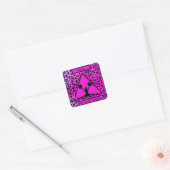Meisjes "Wild Over Cheer" Roze luipaard Vierkante Sticker (Envelop)