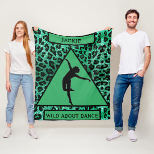 Meisjes "Wild Over Dance" groene luipaard Fleece Deken