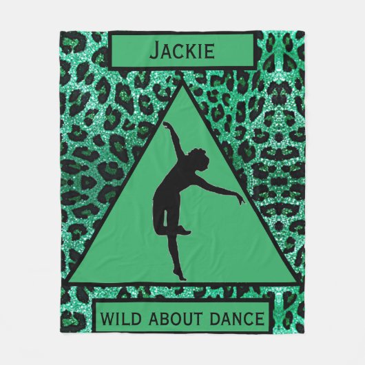 Meisjes "Wild Over Dance" groene luipaard Fleece Deken (Voorkant)