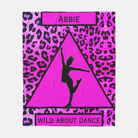 Meisjes "Wild Over Dance" roze luipaard Fleece Deken (Voorkant)
