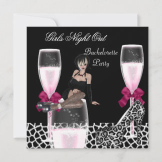 Meisjes Wilde Nacht Uit Roze Schoenen Champagne Kaart