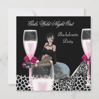 Meisjes Wilde Nacht Uit Roze Schoenen Champagne Kaart