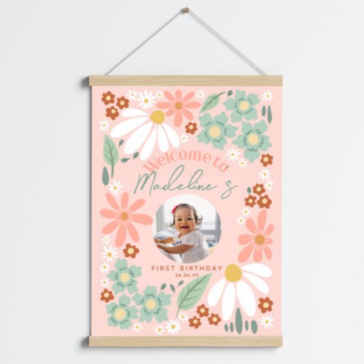 Meisjes Wildflower Daisy Foto Verjaardag Welkom Te Perfect Poster