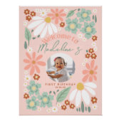 Meisjes Wildflower Daisy Foto Verjaardag Welkom Te Perfect Poster (Voorkant)