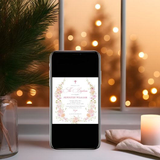 Meisjes Wildflower Waterverf Doop Kaart