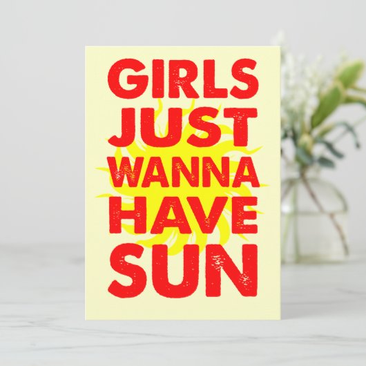 Meisjes willen alleen dat Sun Invite Kaart (Staand voorkant)