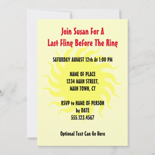 Meisjes willen alleen dat Sun Invite Kaart (Achterkant)