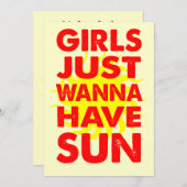 Meisjes willen alleen dat Sun Invite Kaart (Voorkant / Achterkant)
