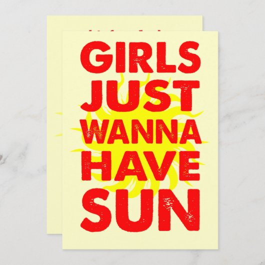 Meisjes willen alleen dat Sun Invite Kaart (Voorkant / Achterkant)
