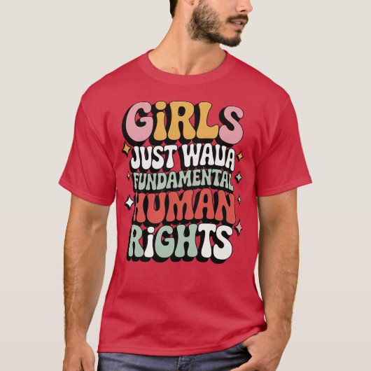 MEISJES WILLEN ALLEEN FUNDAMENTELE MENSENRECHTEN H T-SHIRT (Voorkant)