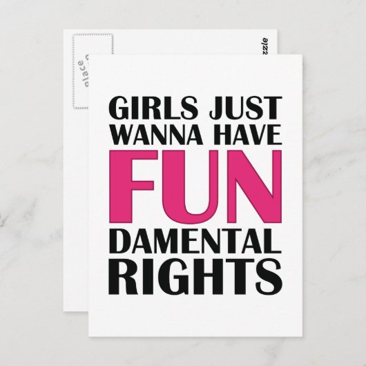 Meisjes willen alleen maar plezier hebben briefkaart (Voorkant / Achterkant)